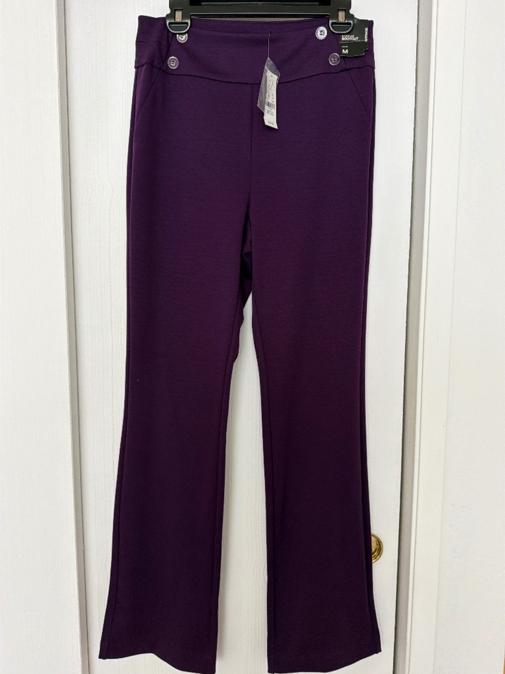 New York & Company Purple Button Detail Pants Size M NWT